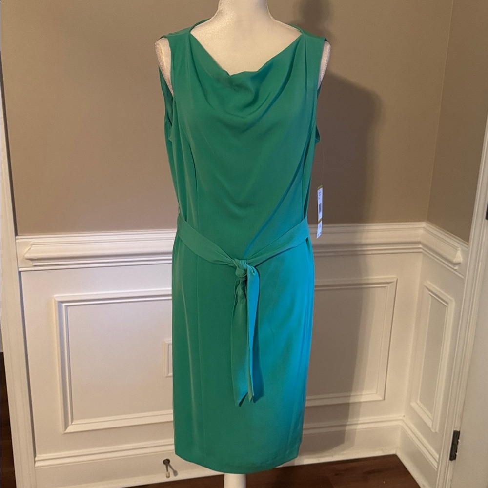 Jones New York Green Midi Dress with Waist Tie